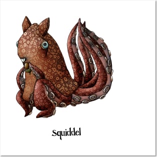 Squiddel Cartoon Illustration Posters and Art